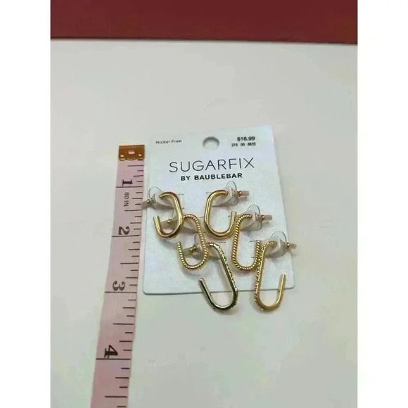 SUGARFIX By BAUBLEBAR Gold Tone Hoop Earrings Set Rhinestone earrings - Picture 6 of 6